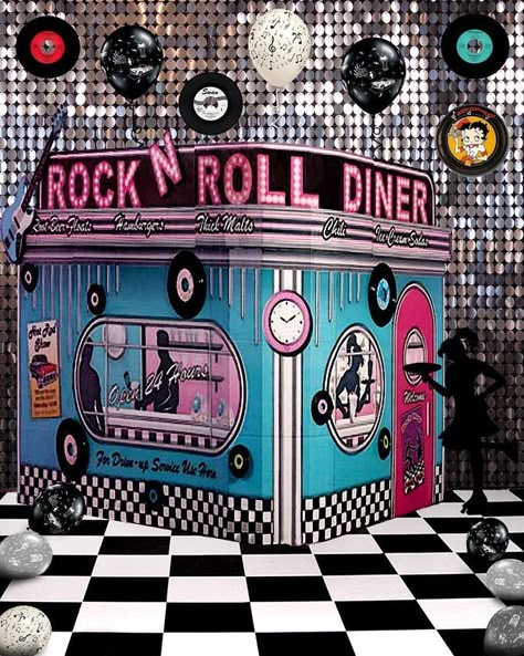 50s Rock And Roll Party, Rock And Roll Decorations, Rock And Roll Party Decorations, 50s Party Decorations, Grease Themed Parties, Rock And Roll Party, Grease Party, 50s Theme, 50s Theme Parties