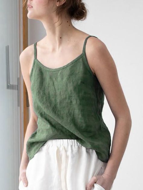 97d0145823aeb8ed80617be62e08bdccdesc54799635ri Linen Camisole, Answer The Phone, Slip Top, Linen Tank Top, Strap Tank Top, Linen Tank, Spaghetti Strap Tank Top, Black Camis, Womens Tank Tops