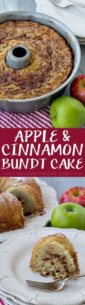 Apple & Cinnamon Bundt Cake - Not too sweet and a perfect dessert for fall! Apple Cinnamon Bundt Cake, Cinnamon Bundt Cake, Apple Bundt Cake Recipes, 2 Layer Cake, Persnickety Plates, Dessert For Fall, Yellow Bliss Road, Apple Cinnamon Cake, Apple Bundt Cake