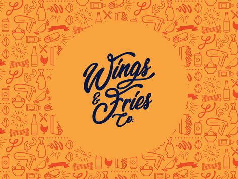 Wings and Fries Co. by mampo' Chicken Wings Logo, Fries Branding, Fries Logo, Chef Knowledge, Wings And Fries, Street Food Business, Bad Logos, Fried Chicken Restaurant, Hotel Toiletries