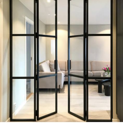 Crittal Doors Dining Room, Internal Glass Crittal Doors, Double Crittal Doors, Glass Sliding Doors Internal, Sliding Crittal Doors Internal, Crittal Internal Door, Internal Crittal Doors, Internal Glass Doors Living Rooms, Glass Doors Interior Modern