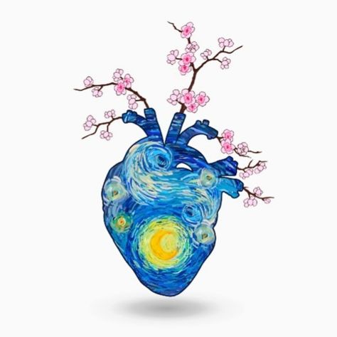 Heart Starry Night Painting, Starry Night Heart Painting, Van Gogh Heart, Starry Night Heart, فنسنت فان جوخ, Clothes Iron, Van Gogh Painting, Starry Night Art, Starry Night Painting