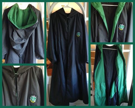 Slytherin Diy, Harry Potter Cape, Harry Potter Cloak, Slytherin Costume, Hogwarts Robes, Harry Potter Robes, Hogwarts Uniform, Diy Costumes Women, Harry Potter Wizard