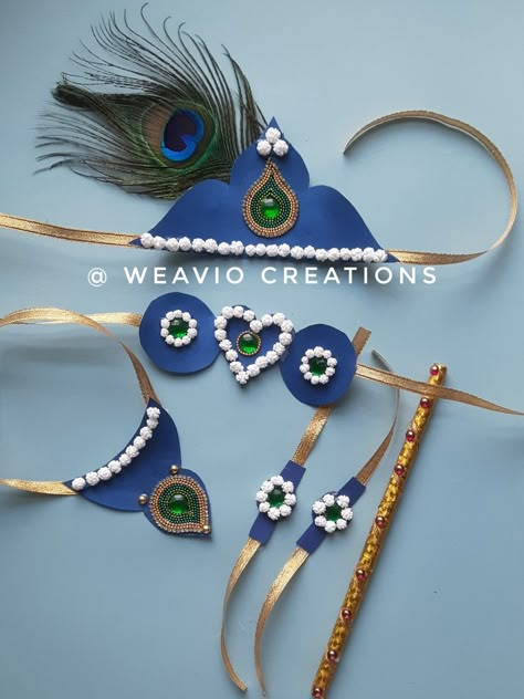 Krishna Accessories Diy, Bornhan Decoration At Home, Janmashtami Activity, Saloni Mittal, Diy Crochet Hook, Flower Jewelry Designs, Paper Crafts Magazine, Eid Crafts, Laddu Gopal Dresses