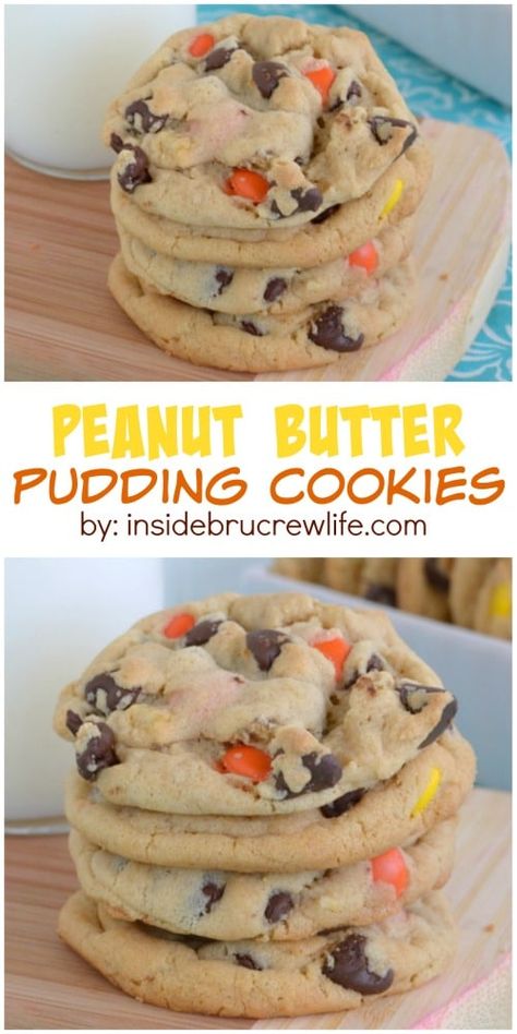 Peanut Butter Pudding Cookies, Peanut Butter Pudding, Cookies With Chocolate Chips, Coconut Dessert, Cookies With Chocolate, Butter Pudding, Reeses Cups, Pudding Cookies, Brownie Desserts