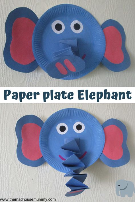 Elephant Craft, Elephant Mask, Zoo Crafts, Paper Plate Animals, Plate Crafts For Kids, Fun Craft Ideas For Kids, Craft For Children, Paper Plate Craft, Elephant Crafts