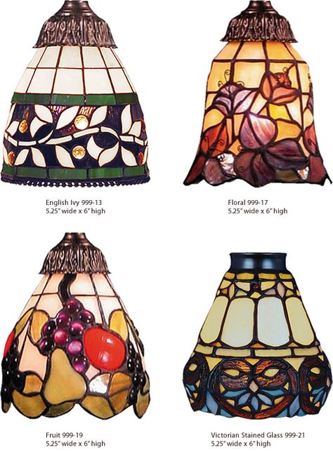 Tiffany Style Stained Glass Shades  - Deep Discount Lighting - Replacement Leaded or Copperfoil art glass shades can be used to replace any glass with an approximate 2-1/8" fitter. These shades have a neck to be held on with screws or can be held on a threaded socket with the ring. - Update your look without wiring in a new light. Great if you are in a rental. Glass Kitchen Pendant Lights, Replacement Glass Shades, Glass Light Fixtures, Glass Pendent, Glass Light Shades, Stained Glass Chandelier, Stained Glass Lamp Shades, Small Lamp Shades, Stained Glass Light