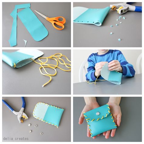 Kids Create: Vinyl Lacing Cards Leather Crafts For Kids, Diy Wallet Easy, Flower Making With Paper, Pochette Diy, Lacing Cards, Wallet Craft, Wallet Tutorial, Hanging Craft, Paper Wall Hanging