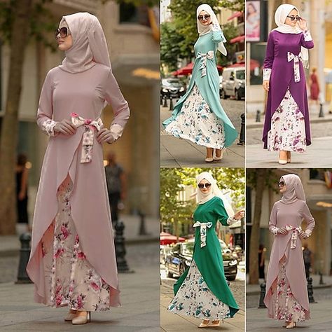 Hemline / Train:Long Length; Sleeve Length:Long Sleeve; Gender:Women's; What's in the box:Dress; Types:Dress,Abaya; Holiday:Ramadan; Style:Dubai,Islamic,Arabic; Material:Polyester; Age Group:Adults'; Characters:Arabian,Muslim; Pattern:Floral; Listing Date:01/15/2024 Vintage Print Dress, Style Bleu, Muslim Ramadan, Vestidos Retro, Dress Muslim, Abaya Dress, High Waist Fashion, Retro Stil, Costume Dress