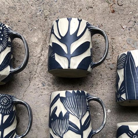 Nicole Pepper on Instagram: "Mugs for this weekend sale in Tacoma with @juniperclay and @downingpottery . See previous post for details. #potterysale #sgraffito #mugs" Test Tiles Pottery, Handmade Ceramic Mug, Modhome Ceramics, Etched Pottery, Pottery Sale, Dish Art, Ceramic Travel Mug, Pottery Design, Ceramic Texture