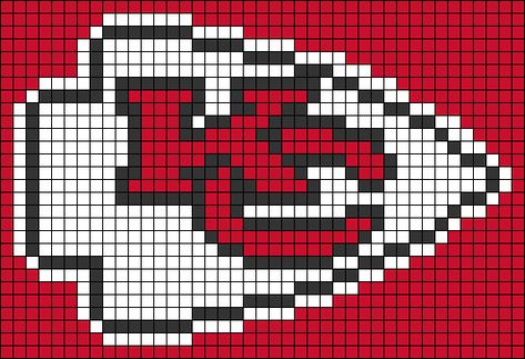 Kansas City Chiefs Perler Bead Patterns, Kansas City Chiefs Pixel Art, Kansas City Chiefs Cross Stitch Pattern, Kc Chiefs Cross Stitch Pattern, Kansas City Chiefs Perler Beads, Chiefs Cross Stitch Pattern, Kc Chiefs Perler Beads, Chiefs Perler Beads, Kansas City Chiefs Crochet Blanket