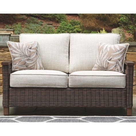 Wicker Loveseat, Trendy Interiors, Patio Loveseat, Aluminum Chairs, Outdoor Loveseat, Patio Sectional, Deck Furniture, Patio Sofa, Ashley Furniture