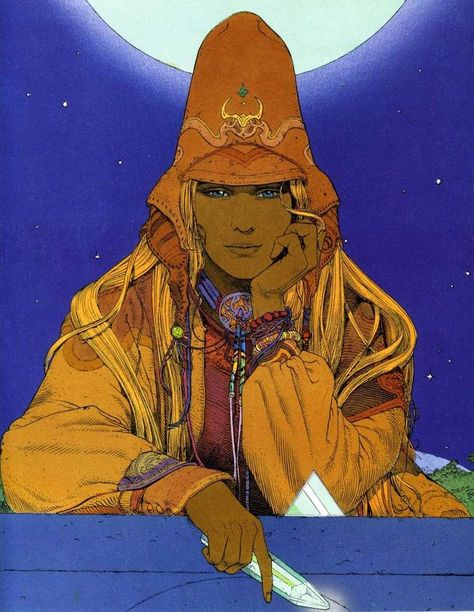 Jean Girard / Moebius illustration Moon, Orange