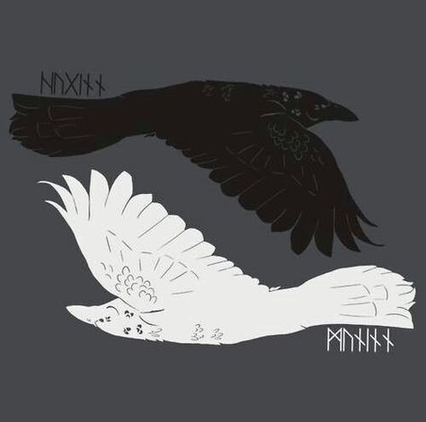 Ravens - the runes name them as Huginn and Muninn.  Follow my boards to inspire the Witch in you.  For Tarot tips and tricks delivered each full and dark moon, visit: www.darkdaystarot.com and subscribe. Rabe Tattoo, Tattoos Finger, Raven Artwork, Huginn And Muninn, Tattoos Meaningful, Viking Reenactment, Quoth The Raven, Raven Tattoo, Crow Art