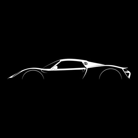 Cars Black Background, Black And White Car Drawing, Car Profile Pics, Car Black Background, Porsche Silhouette, Car Cutout, Porsche Concept, Sketch Cars, Blacked Out Cars