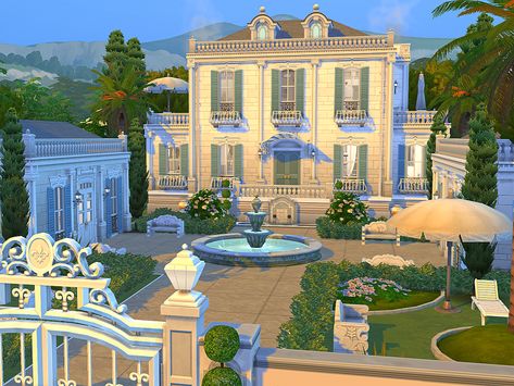 The Sims Resource - Chateau Bernard - no CC Sims 4 Chateau Build, Sims 4 French Chateau, Sims 4 Chateau Cc, Sims Baroque, Sims 4 Mansion No Cc, Sims 4 Chateau, French Chateau Exterior, Sims 4 Neighborhood, Chateau Exterior