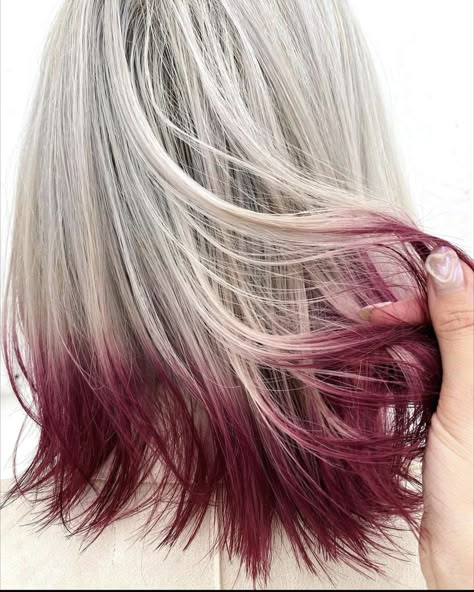 Red Silver Hair, Silver And Red Hair, Silver Red Hair, Brown Skin Hair Color, Brown Skin Hair, Dyed Ends Of Hair, Traveling Nurse, Fox Hair Dye, Hair Color Styles