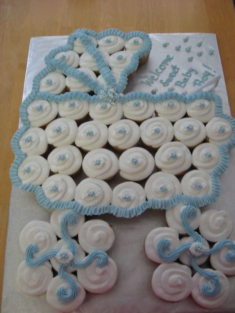 Baby Buggy Cupcakes Baby Rattle Cupcakes, Cupcake Rainbow, Baby Shower Cupcake Cake, Baby Shower Cupcakes For Boy, Baby Shower Desserts Boy, Pull Apart Cupcake, Pull Apart Cupcake Cake, Cupcakes For Boys, Pull Apart Cupcakes