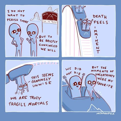 Nathan Pyle, Alien Comic, Planet Comics, 4 Panel Life, Weird People, Strange Planet, Aliens Funny, Cute Alien, Roller Coasters