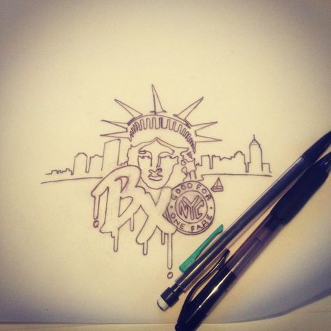 Tattoo idea im working on of my home town #NYC #Bronx #tattoo #tattoodesign Bronx Tattoo Ideas, Bronx Tattoo, New York Tattoo Ideas, Nyc Tattoo Ideas, Bronx Style, Luis Tattoo, New York Tattoo, Nyc Tattoo, Bronx Nyc