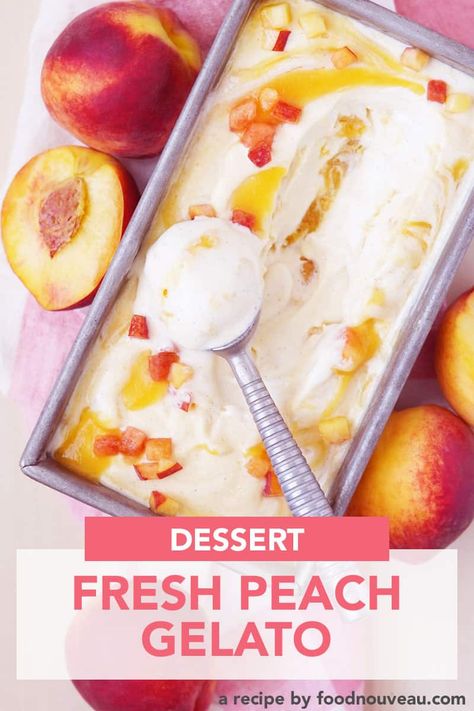 Lactose Free Heavy Cream, Peach Gelato, Vegan Gelato, How To Make Gelato, Gelato Recipe, Gelato Ice Cream, Peach Ice Cream, Ice Cream Maker Recipes, Peach Puree