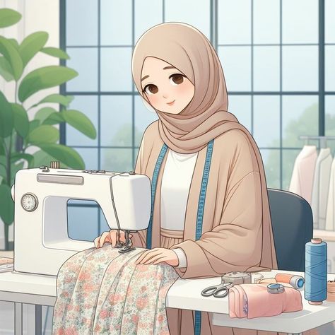 Muslim Profile Picture, Muslim Girl Dp, Hijab Pictures, Embroidery And Painting, Girly Clipart, Muslimah Illustration, Islamic Anime, Anime Hijab, Girls Drawing