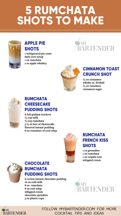 5 Rumchata Shots To Make Cinnamon Toast Crunch Shots Recipe, Rumchata Shots Recipes, Breakfast Shots Alcohol, Rumchata Jello Shots, Rumchata Mixed Drinks, Rumchata Recipes Shots, Cinnamon Toast Crunch Shots, Easy Shots To Make, Rum Chata Recipes