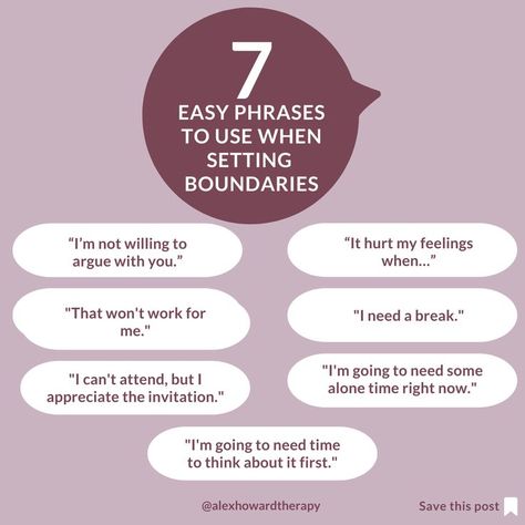 Consider using these 7 easy phrases for whatever type of boundary you need to set. 🦸‍♂️Will you be brave and use these easy example phrases when looking to set boundaries in your life? 👉🏻On a final note, setting boundaries is something that takes practice, so be consistent in standing up for them. #setboundaries Boundary Activities Therapy Ideas, Setting Boundaries Worksheet, Healthy Boundaries Relationships, Boundaries Activities, Boundaries Worksheet, Boundaries Quotes, Setting Healthy Boundaries, Set Boundaries, Be Consistent