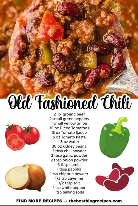 Easy Chilli Recipe Crockpot, Homemade Chili Recipe Crockpot, Meaty Chili Recipe, Old Fashioned Chili, Chilli Recipe Crockpot, Fall Solstice, Best Homemade Chili, Hearty Chili Recipe, Crockpot Foods