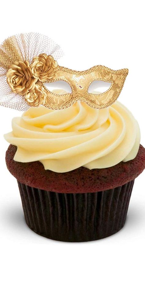 Novelty Masquerade Mask Gold Edible Standup Wafer Paper Cake Toppers. Masquerade Ball. Christmas Party ideas. Christmas Cake Ideas. New Years Eve Party inspiration. Gatsby Party. Halloween Party Cupcakes. #cupcakes #caketoppers #blacktie #recipes #cakes #baking #homebaking #cakeideas #partyideas #giftsforher #giftideas #homebaker #affiliate #amazonprime Christmas Cake Ideas, Christmas Party Inspiration, Edible Wafer Paper, Christmas Party Ideas, Party Cupcakes, Wafer Paper Cake, Gatsby Party, Wafer Paper, Paper Cake