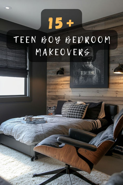 Looking to upgrade your bedroom? Click for modern and stylish teen boy bedroom designs that are sure to impress your friends. Upgrade now! 🚀🛋️ #TeenRoomUpgrade #ModernBedroom #StylishSpaces #ImpressFriends #BedroomDesigns Cool Rooms For Men, 12 Year Boy Room Ideas, Neutral Teen Boy Room, Young Adult Boy Bedroom, Cool Teenage Boys Bedroom Ideas, Grey Teenage Boys Room, Older Teenage Boys Bedroom Ideas, Boys Teenage Room Ideas, Teenager Boy Room Ideas