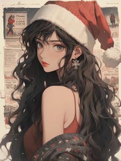 Christmas Girl Pfp, Christmas Avatar, Xmas Pfp, New Year Anime, Christmas Profile Pictures, Outdoor Decoration Ideas, Outdoor Christmas Decoration Ideas, Hat Aesthetic, Christmas Outfit Ideas