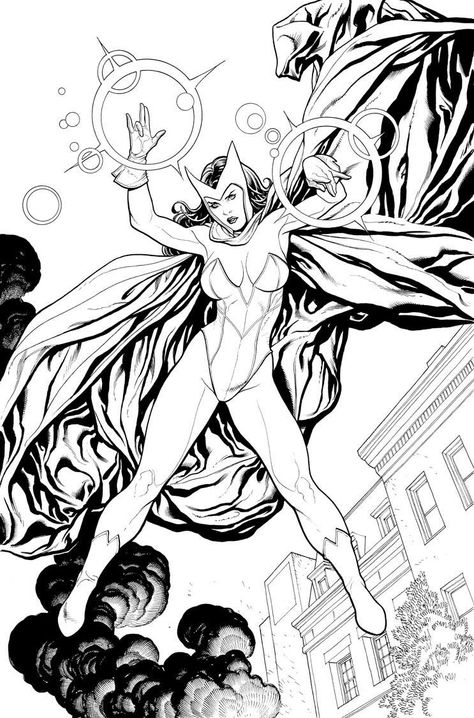 Scarlet Witch (black & white) by Frank Cho Scarlet Witch Comic, Witch Drawing, Frank Cho, Witch Coloring Pages, Marvel Coloring, Marvel Drawings, Book Artwork, Color Pages, Comic Book Artwork