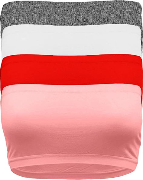 TL Women's 4 Pieces Bandeau Bra, Seamless Active Base Layer, Wirefree Tube Top Cleavage Coverup, Junior or Plus Size 4 Packs: at Amazon Women’s Clothing store Low Cut Top, Strapless Bandeau, Bandeau Bra, Everyday Bra, Cropped Tube Top, Outdoor Workouts, Amazon Women, Base Layer, Tops For Leggings