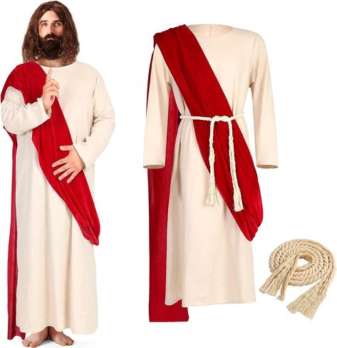 Jesus Costume For Kids, Diy Jesus Costume, Jesus Halloween Costume, Roman Soldier Costume, Jesus Costume, Jesus Halloween, Jesus Outfit, Biblical Clothing, Career Costumes