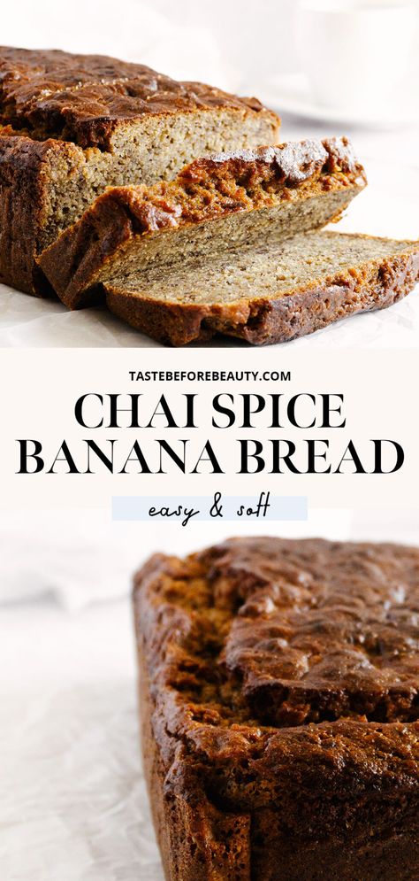 Chai Spiced Banana Bread, Banana Spice Bread, Spiced Banana Bread Recipe, Chai Bread Recipe, Unique Banana Bread, Chai Loaf, Chia Banana Bread, Chai Banana Bread, Spice Banana Bread