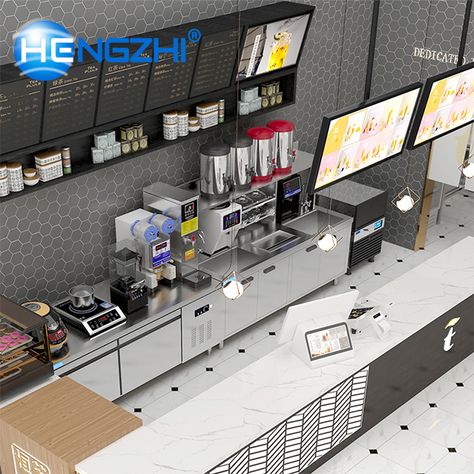 Bubble Tea Restaurant Design, Boba Interior Design, Boba Store Interior, Small Boba Tea Shop Interior Design, Boba Shop Layout, Bubble Tea Cafe Design, Milk Tea Store Design, Bubble Tea Cafe Interior, Bubble Tea Interior Design