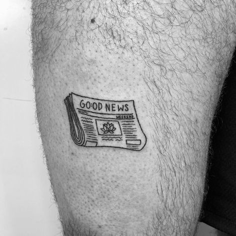 No Matter Where Life Takes Me Tattoo, Subtle Mac Miller Tattoo, Mid90s Tattoo, Mac Miller Minimalist Tattoo, Mac Miller Tattoos Good News, Good News Tattoo Mac Miller, I Love Life Thank You Mac Miller Tattoo, Newspaper Tattoo Ideas, Kanye Inspired Tattoo