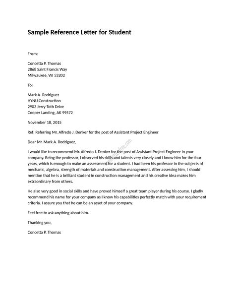 Sample reference letter for student is written to refer a student for a certain post of a company on the basis of his/her academic performances. Academic Reference Letter, Reference Letter For Student, Employment Reference Letter, Letter Format Sample, Personal Reference Letter, Formal Business Letter, Business Letter Template, Cover Letter Design, Resignation Letters