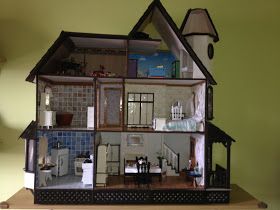 Mckinley Dollhouse, Doll House Renovation, Atomic Ranch House, Allan Jackson, Alaska Cabin, Wall Storage Shelves, Gothic Dollhouse, Dollhouse Wallpaper, Antique Dollhouse