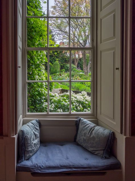 https://flic.kr/p/A7AQat | Garden View, Mompesson House, Salisbury | Mompesson House is on Choristers Green in Salisbury.  The house was used as the indoor set for the movie Sense & Sensibility with Emma Thompson, Hugh Grant, Kate Winslet, Alan Rickman, and others.  The Trust has included movie memorabilia in the house for a little extra interest. An Open Window, Georgian Interiors, Open Window, Salisbury, Window Seat, Banquette, House Inspo, Dream Home Design, Garden View