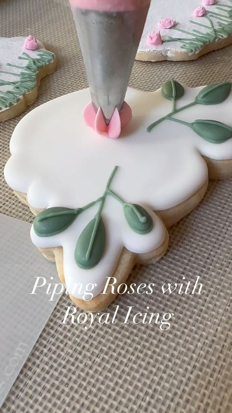 Rebekah Kamauu on Reels | This Will Destroy You · The Mighty Rio Grande Royal Icing Roses On Cookies, Piping Royal Icing Flowers, How To Make Royal Icing Flowers, Royal Icing Roses, Buttercream Flowers Cupcakes, Rainbow Sugar Cookies, Floral Cookies, Royal Icing Sugar, Royal Icing Flowers