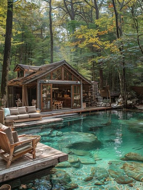 Mountain Cabins Mountain Pool House, Cabin House With Pool, Log Cabin Mountains, Log Cabins In The Mountains, Pool In The Mountains, Log Cabin Pool House, Big Cabin, Eminem Wallpapers, Mountain Cabins