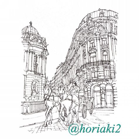 Beautiful Buildings , Vienna , Austria 🇦🇹 | horiaki2 Vienna Drawing, Vienna Architecture, Sketch Architecture, Vienna City, City Sketch, Architecture Drawing Art, Vienna Austria, Architecture Sketch, Beautiful Buildings