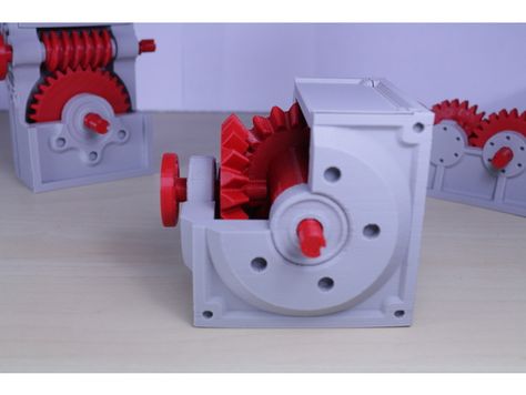 Industrial Bevel Gearbox / Gear Reducer (Cutaway version) by LarsRb - Thingiverse Office Desk Ideas, Bevel Gear, Desk Ideas, 3d Printable, Toilet Paper Holder, Office Desk, Desk, Electronic Products, Design