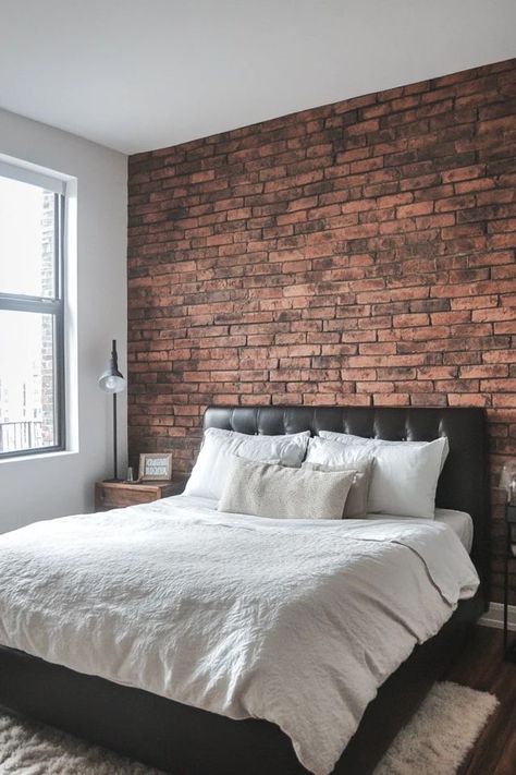 "Transform your space with a stunning DIY Faux Brick Wall! 🧱🎨 #DIYHomeDecor #FauxBrickWall #RoomMakeover" Cheap Wall Covering, Faux Brick Accent Wall, Fake Brick Wall, Brick Wall Bedroom, Diy Faux Brick Wall, Fake Brick, Faux Brick Wall, Brick Accent Wall, Faux Brick Panels