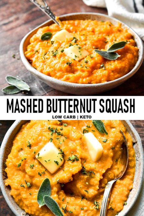 This mashed butternut squash recipe makes all my holiday dreams come true! When it comes to low carb recipes, I don’t think we normally expect them to be so addictive! #mashedbutternutsquash #lowcarbmashedbutternutsquash Mashed Squash, Mashed Butternut Squash, Butternut Squash Recipe, Seasonal Eating, Boiled Egg Diet Plan, Squash Recipe, Butternut Squash Recipes, Thanksgiving Side, Healthy Fall