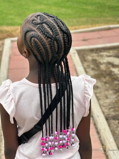 Back To School Hairstyles Braids 5 Grade, Easy Kids Braided Hairstyles, Cornrows Natural Hair For Kids, Kids Hairstyles Cornrows, Kids Straight Back Braids, Kids Braids With Heart Design, Braid Styles For Little Black Girls Kids, Braided Cornrow Hairstyles For Kids, Pretty Braided Hairstyles For Kids