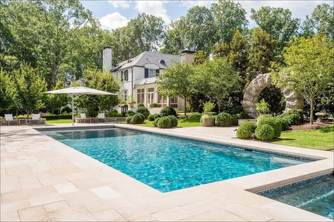 Outdoor Living Space Design, French Regency, Swimming Pool Landscaping, Interiors Photography, Photography Journal, Backyard Seating, Colonial Exterior, Backyard Renovations, Swimming Pools Backyard