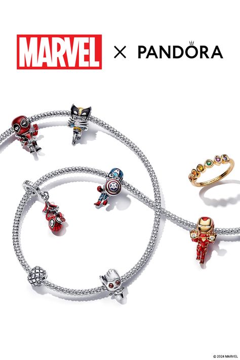 Meet the two latest charms coming together for our latest Marvel x Pandora drop – best bubs Deadpool and Wolverine. Complete your superhero lineup with these sterling silver charms featuring hand-applied enamel and power up your collection with the unstoppable friends. Marvel Pandora Charms, Pandora Marvel, Marvel Jewelry, Pandora Bracelet Charms Ideas, Deadpool And Wolverine, Sterling Silver Charms, Marvel Deadpool, Pandora Bracelet Charms, Marvel X